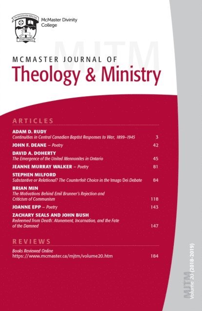 David J. Fuller - McMaster Journal of Theology and Ministry: Volume 20, 2018-2019, E-bok