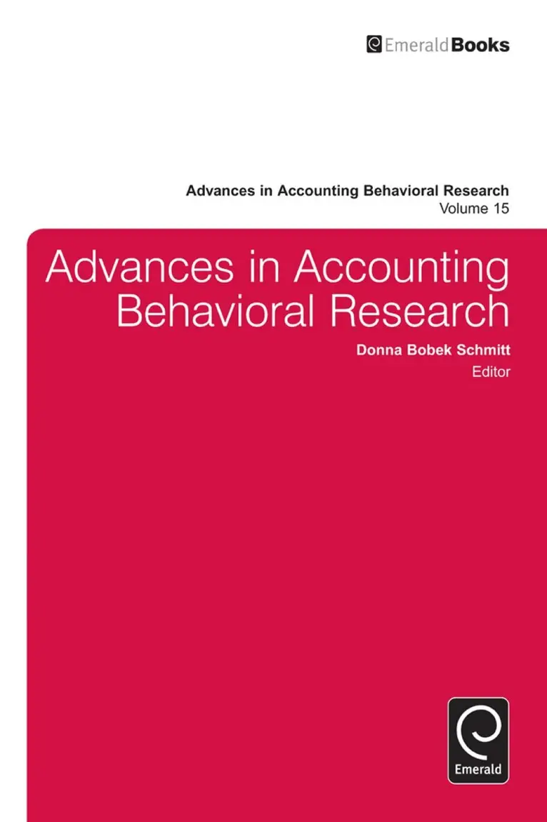 Donna Bobek Schmitt - Advances in Accounting Behavioral Research, Inbunden. Tillgänglighet: Lägg i varukorg