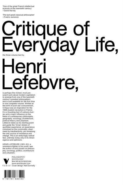 Henri Lefebvre - Critique of Everyday Life, E-bok