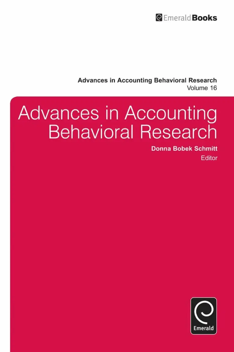 Donna Bobek Schmitt - Advances in Accounting Behavioral Research, Inbunden. Tillgänglighet: Lägg i varukorg