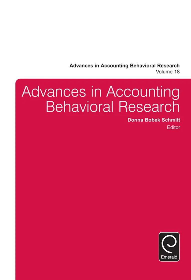 Donna Bobek Schmitt - Advances in Accounting Behavioral Research, Inbunden. Tillgänglighet: Lägg i varukorg