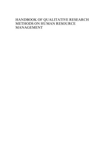 David Lewin, Rebecca Loudoun, Keith Townsend - Handbook of Qualitative Research Methods on Human Resource Management, E-bok