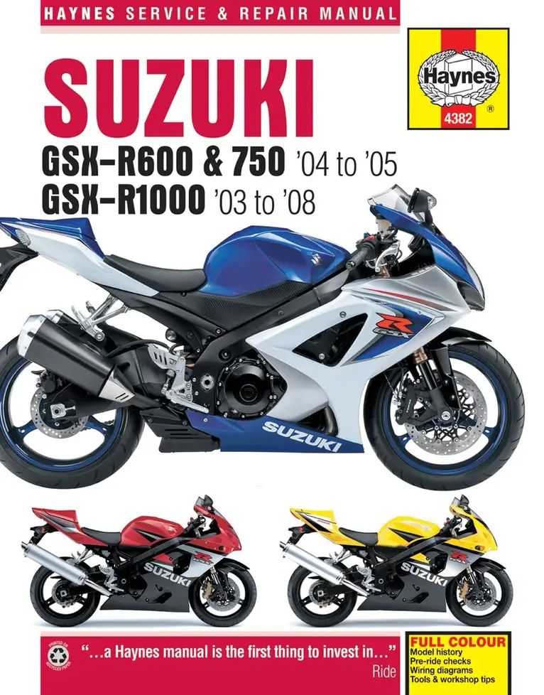 Suzuki GSX-R600/750 (04 - 05) & GSX-R1000 (03 - 08) Haynes Repair Manual
