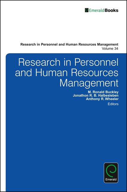 Anthony R. Wheeler, Jonathon R. B. Halbesleben, M. Ronald Buckley - Research in Personnel and Human Resources Management, E-bok