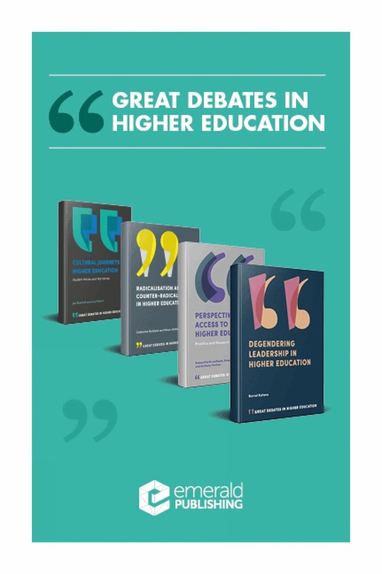 Mike Finn, Chris Linder, Jeffrey W. Alstete, Colin McCaig, Jacqueline Stevenson, Catherine McGlynn, Sam Broadhead, Jan Bamford, Barret Katuna, Amanda French, Sheila Riddell, Stuart Billingham - Great Debates in Higher Education Book Set (2017-2019). Tillgänglighet: Tillfälligt slut