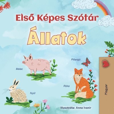 Kidkiddos Books - First Picture Dictionary - Animals (Hungarian Children's Book), Häftad