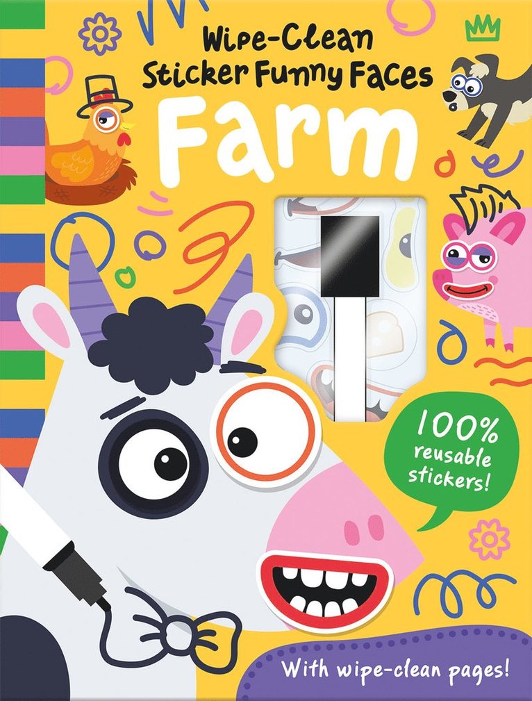 Rob Abbott - Wipe-Clean Sticker Funny Faces Farm, Inbunden