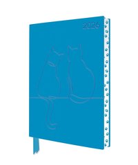 Two Happy Cats 2026 Artisan Art Vegan Leather Diary Planner - Page to View with Notes