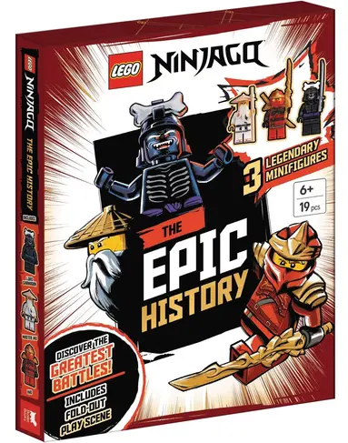 LEGO® NINJAGO®: The Epic History (with Kai, Lord Garmadon and Master Wu minifigures and fold-out play scene)