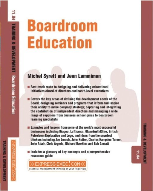 Jean Lammiman, Michel Syrett - Boardroom Education, E-bok