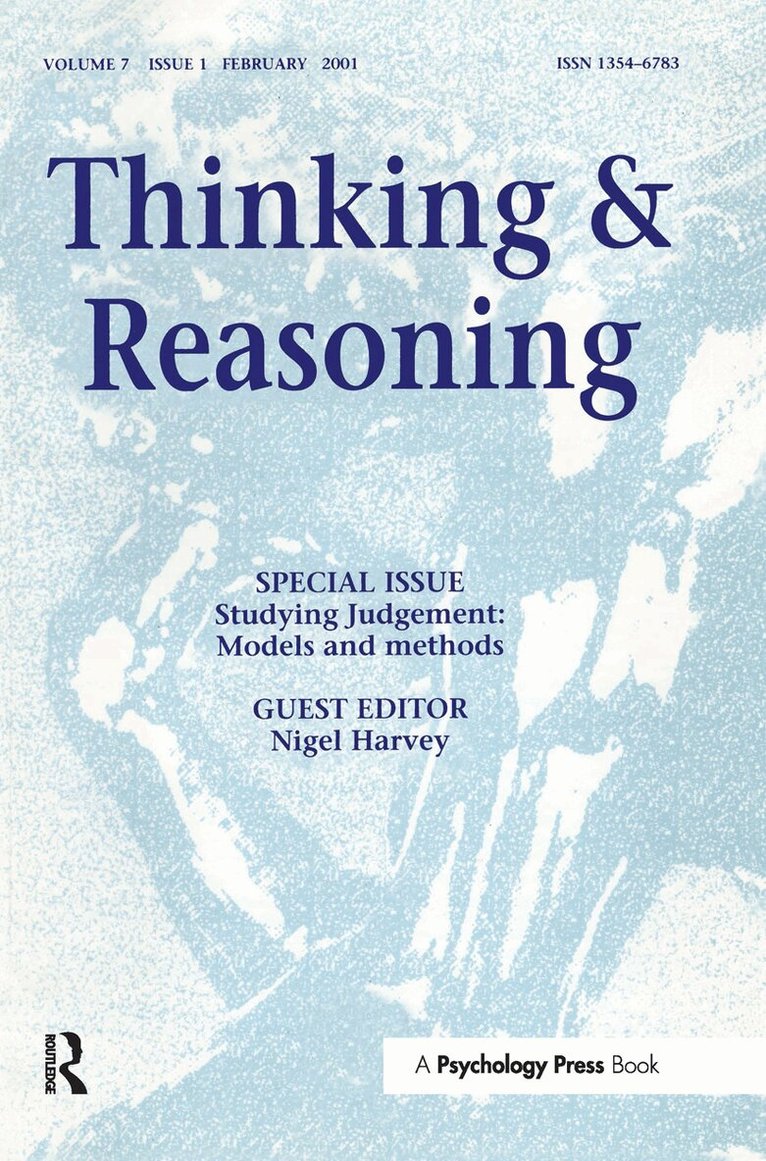 Nigel Harvey - Studying Judgment: Models and Methods, Häftad