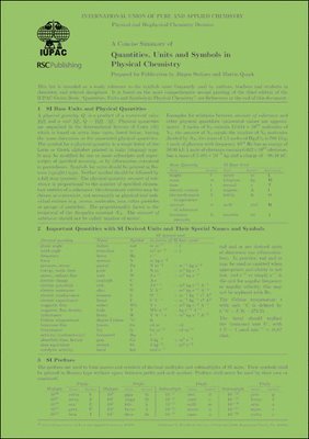 Juergen Stohner, Martin Quack - A Concise Summary of Quantities, Units and Symbols in Physical Chemistry, Övrigt