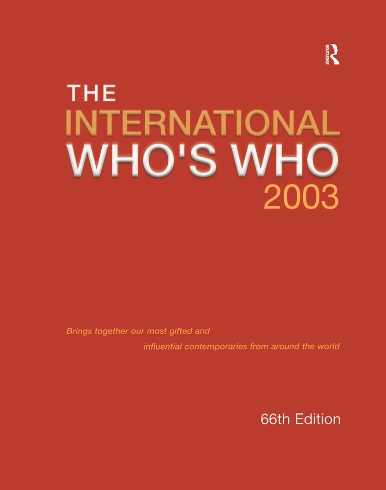 Europa - International Who's Who Book 2003 and Online Bundle. Tillgänglighet: Tillfälligt slut