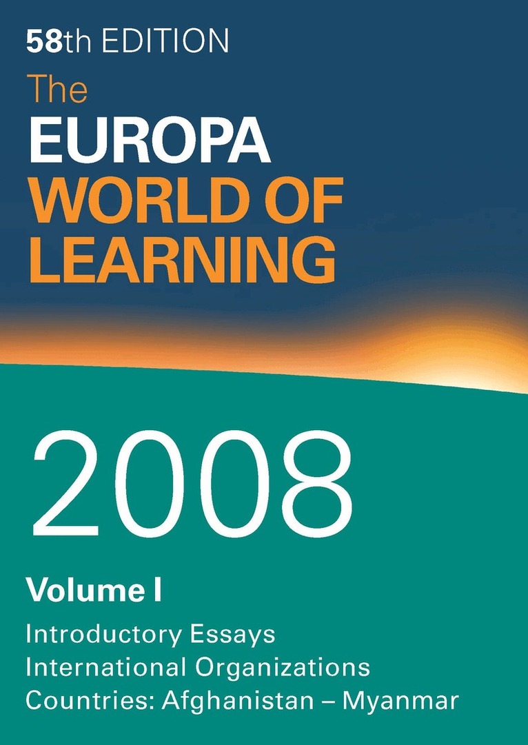 Europa Pub, Anthony Gladman - Europa World of Learning 2008 Volume 1, Inbunden. Tillgänglighet: Tillfälligt slut