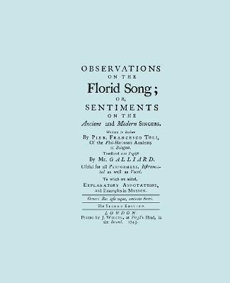 Pier Francesco Tosi - Observations on the Florid Song, Häftad. Tillgänglighet: Lägg i varukorg