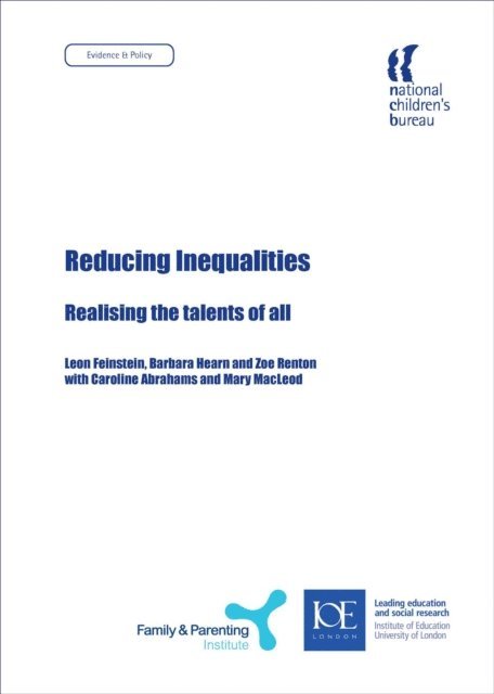 Leon Feinstein, Barbara Hearn, Zoe Renton, Caroline Abrahams - Reducing Inequalities, E-bok