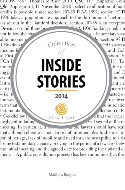 Matthew Burgess - Inside Stories 2014, E-bok