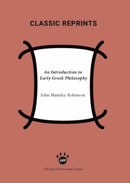 John Mansley Robinson - Introduction to Early Greek Philosophy, E-bok