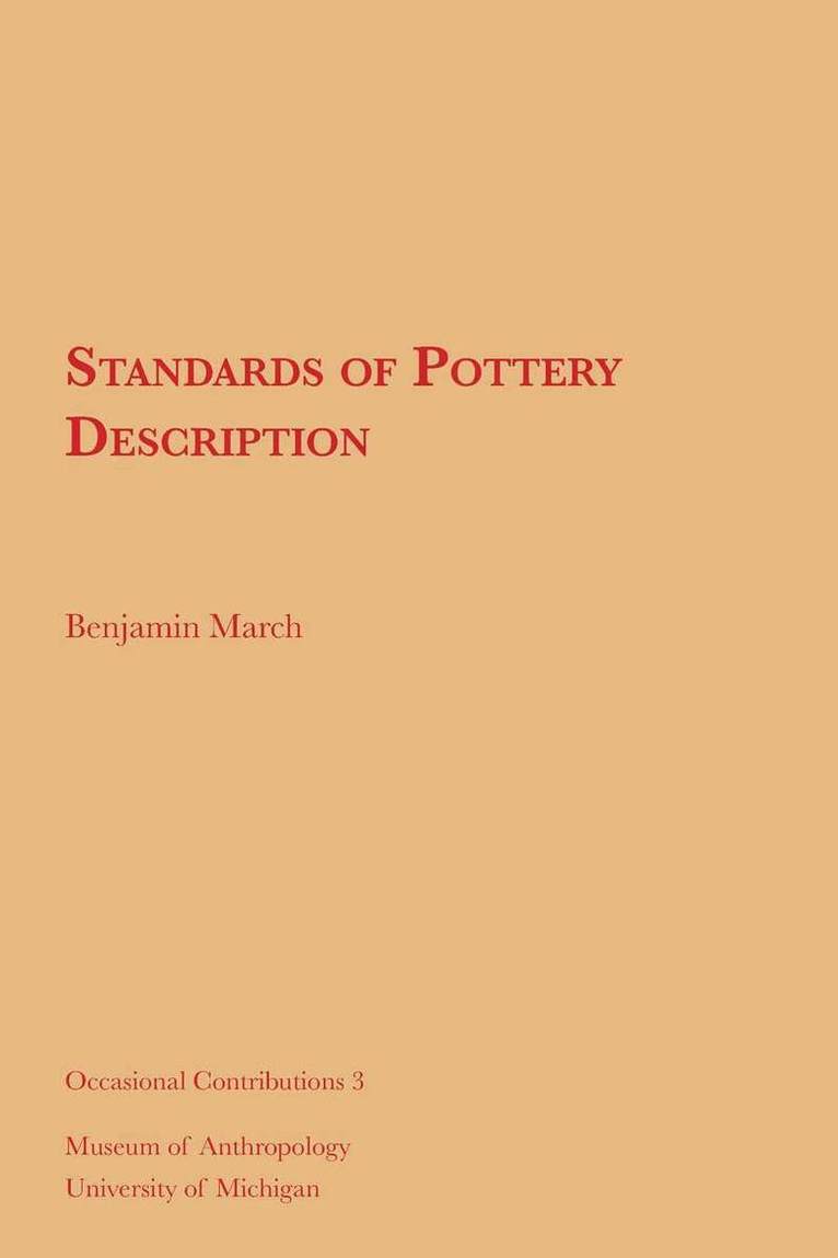 Benjamin March - Standards of Pottery Description, Häftad