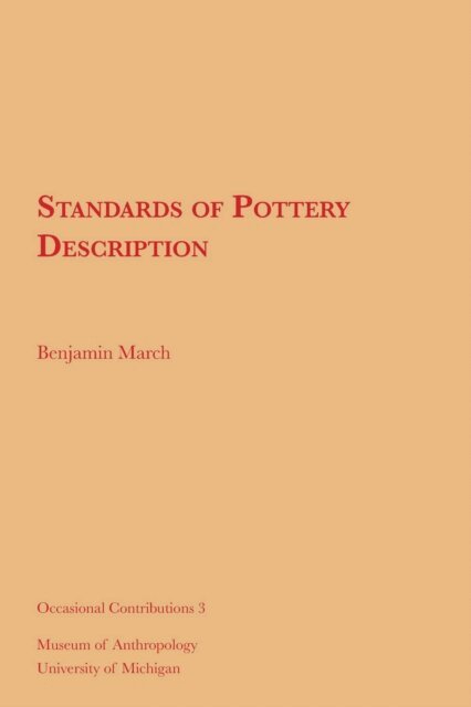 Benjamin March - Standards of Pottery Description, E-bok