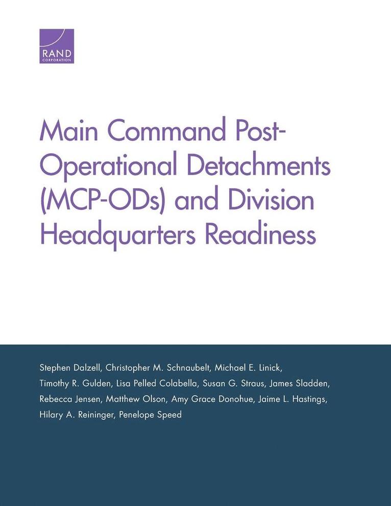 Main Command Post-Operational Detachments (McP-Ods) and Division Headquarters Readiness