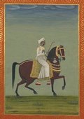 Carnet Blanc, Prince Indien � Cheval, Miniature 18e