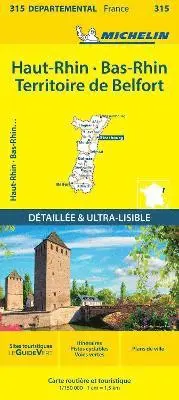 Bas-Rhin, Haut-Rhin, Territoire de Belfort - Michelin Local Map 315