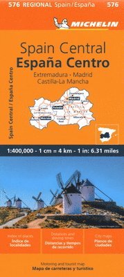 Spain Central, Extremadura, Castilla-La Mancha, Madrid - Michelin Regional Map 576 av Michelin