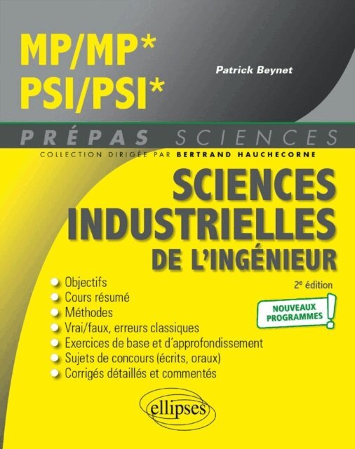 Sciences industrielles de l'ingenieur MP/MP* - PSI/PSI* - Programme 2022