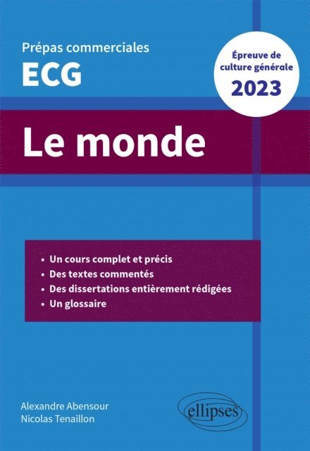 Nicolas Tenaillon, Alexandre Abensour - Le monde. Épreuve de culture générale. Prépas commerciales ECG 2023, E-bok. Tillgänglighet: Lägg i varukorg