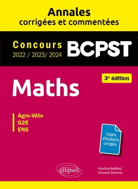 Vincent Devinck, Maxime Bailleul - Maths BCPST - Annales corrigées et commentées 2022-2023-2024, E-bok. Tillgänglighet: Lägg i varukorg