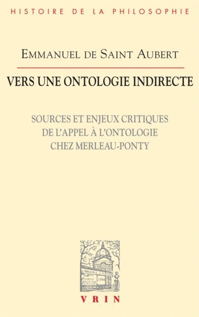 Emmanuel de Saint Aubert - Vers une ontologie indirecte, E-bok