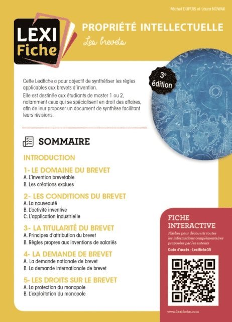 Laura Nowak, Michel Dupuis - Droit de la propriété intellectuelle - Les brevets  (3ème édition), E-bok