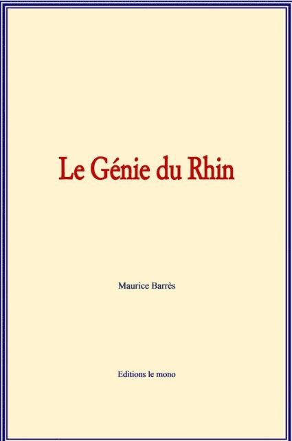 Maurice Barres - Le Génie du Rhin, E-bok