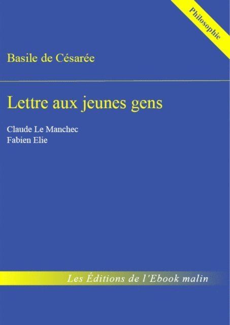 Basile de Cesaree - Lettre aux jeunes gens, E-bok