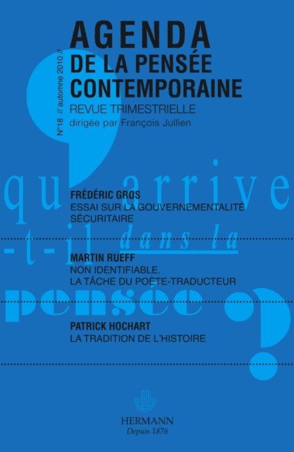 Francois Jullien - Agenda de la pensée contemporaine, n°18, E-bok