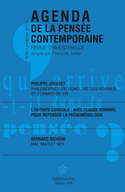 Francois Jullien - Agenda de la Pensée contemporaine, n°20, E-bok