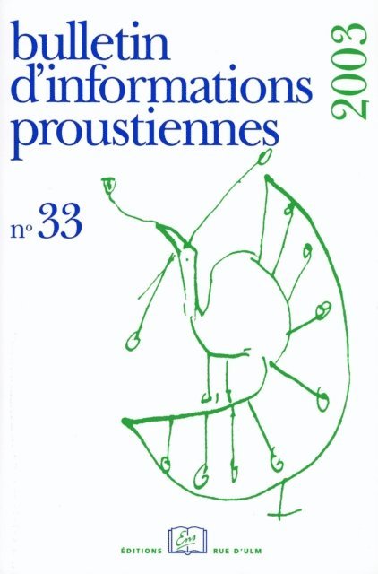 Bernard Brun - Bulletin d'informations proustiennes n° 33, E-bok. Tillgänglighet: Lägg i varukorg
