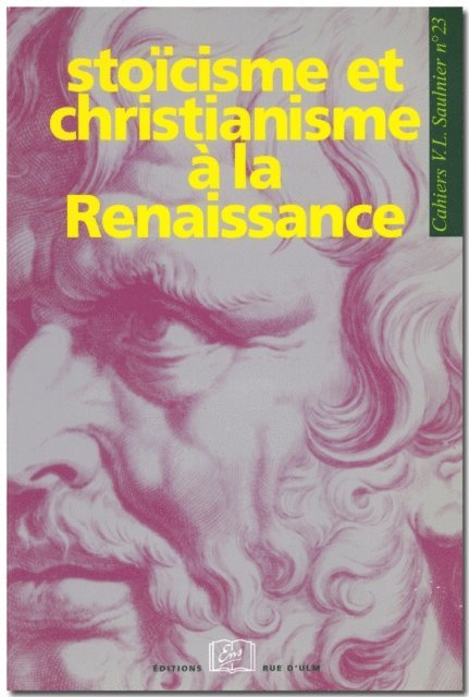 Collectif, Frank Lestringant - Stoïcisme et christianisme à la Renaissance, E-bok