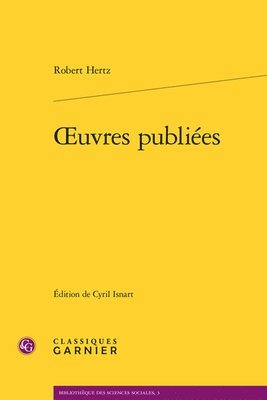 Robert Hertz, Cyril Isnart - Oeuvres Publiees, Häftad