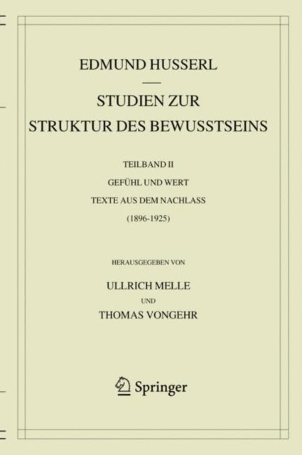 Edmund Husserl, Thomas Vongehr, Ullrich Melle - Studien zur Struktur des Bewusstseins, E-bok