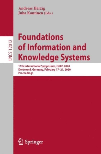 Juha Kontinen, Andreas Herzig - Foundations of Information and Knowledge Systems, E-bok