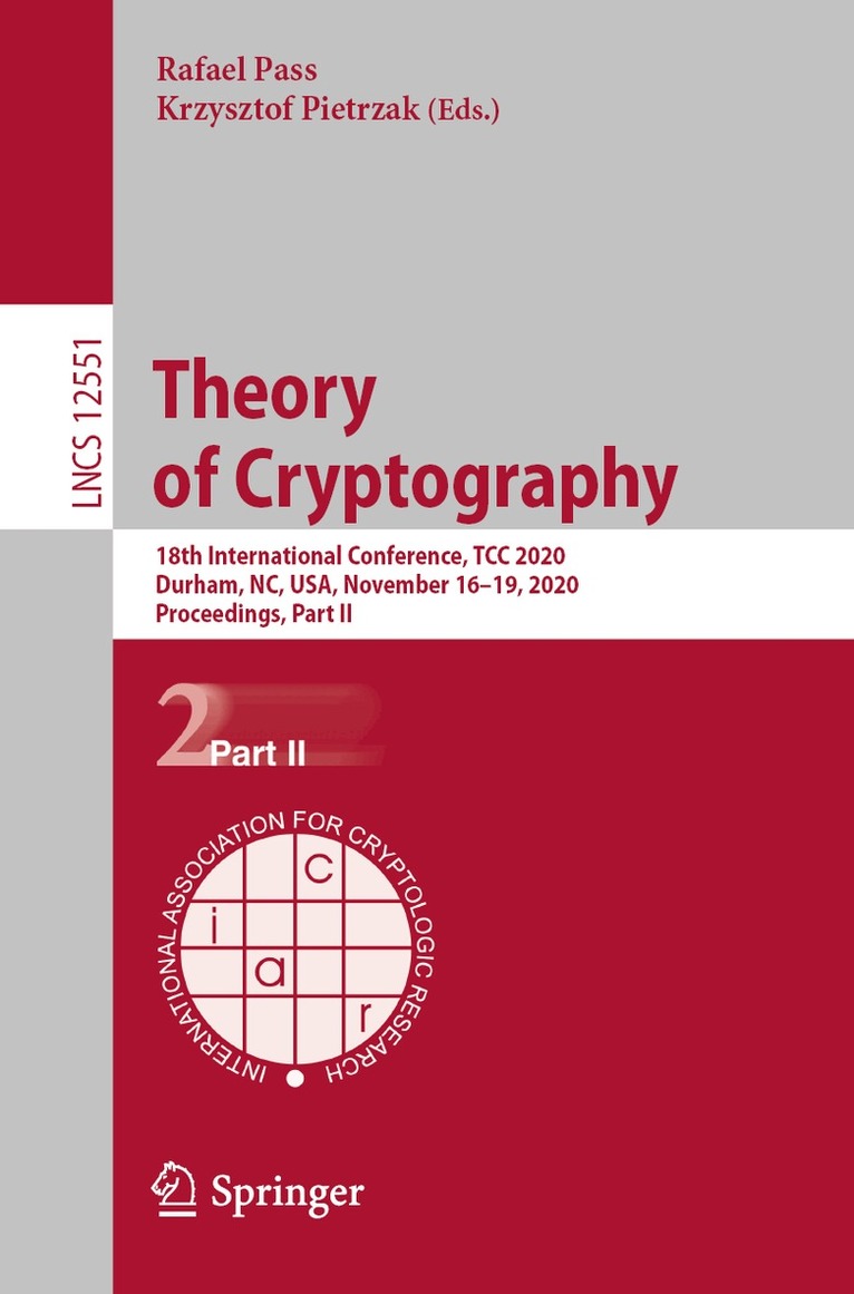 Rafael Pass, Krzysztof Pietrzak - Theory of Cryptography, Häftad