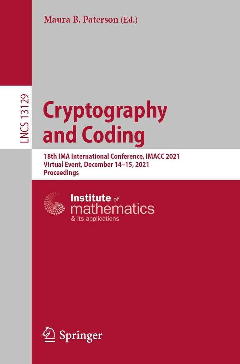 Maura B. Paterson - Cryptography and Coding, Häftad