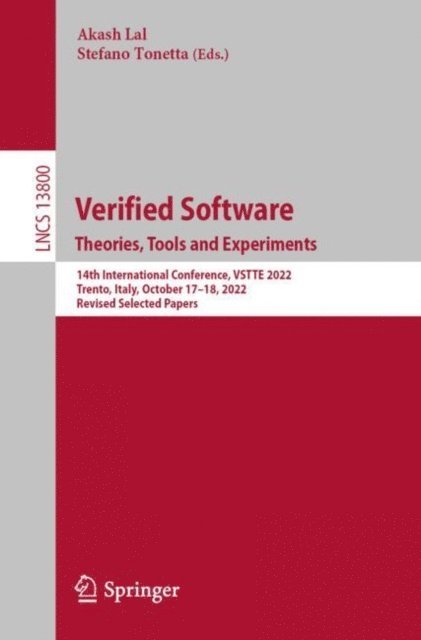 Stefano Tonetta, Akash Lal - Verified Software. Theories, Tools and Experiments., E-bok