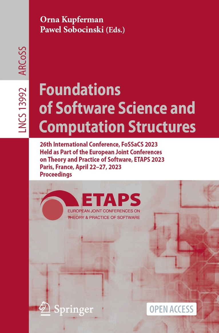 Orna Kupferman, Pawel Sobocinski - Foundations of Software Science and Computation Structures, Häftad