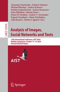 Analysis of Images, Social Networks and Texts