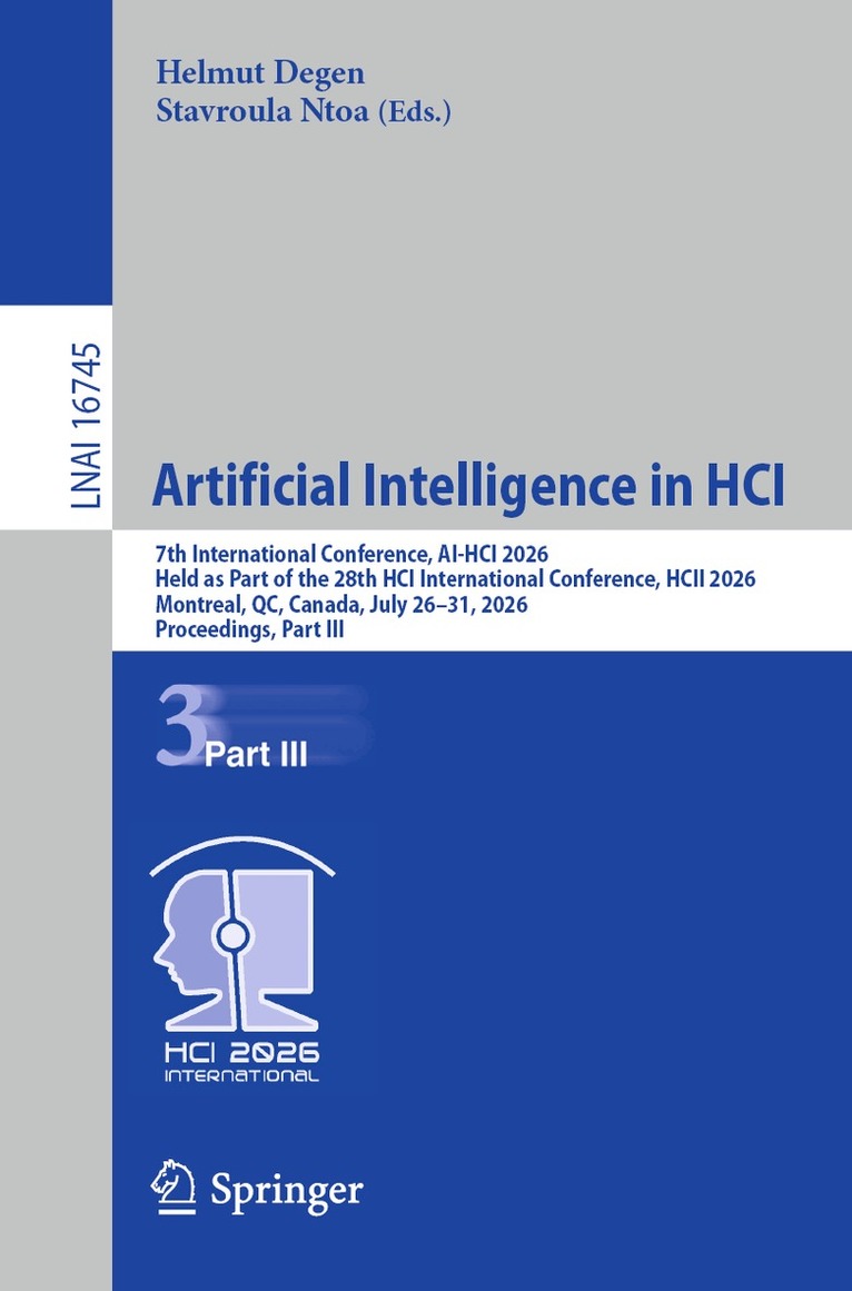 Helmut Degen, Stavroula Ntoa - Artificial Intelligence in HCI, Häftad