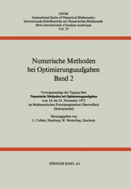 WETTERLING, COLLATZ - Numerische Methoden bei Optimierungsaufgaben, E-bok