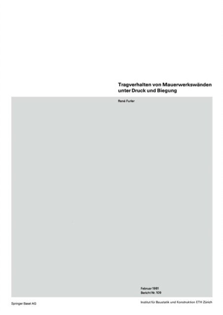 R. Furler - Tragverhalten von Mauerwerkswänden unter Druck und Biegung, E-bok